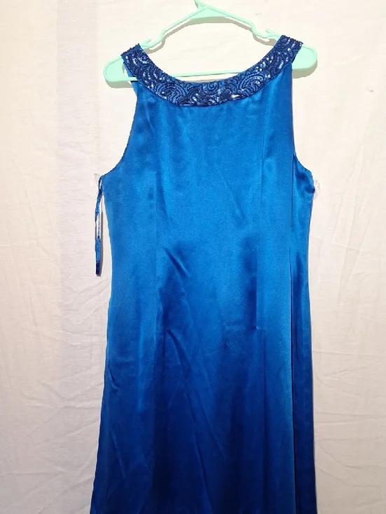INC Blue Silk Beaded Scoop Neck Sleeveless Shift Style Midi Dress, Sz 12, NWT - Picture 7 of 13